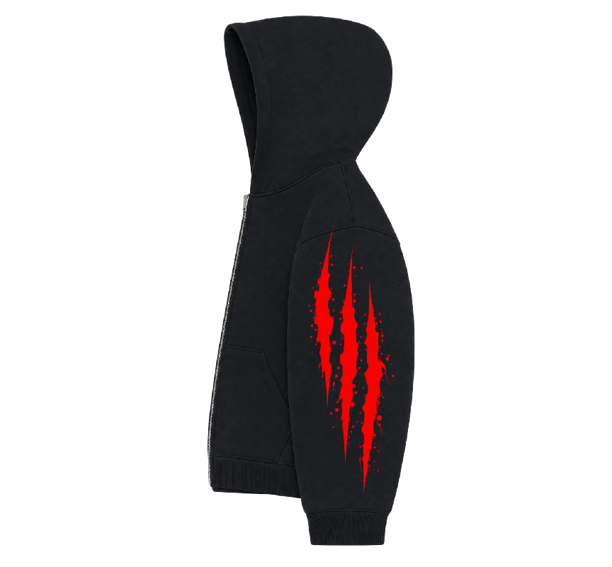 Heavyweight Black Zip-Up Hoodie Print design — Heavyweight Black Zip-Up Hoodie Print 3