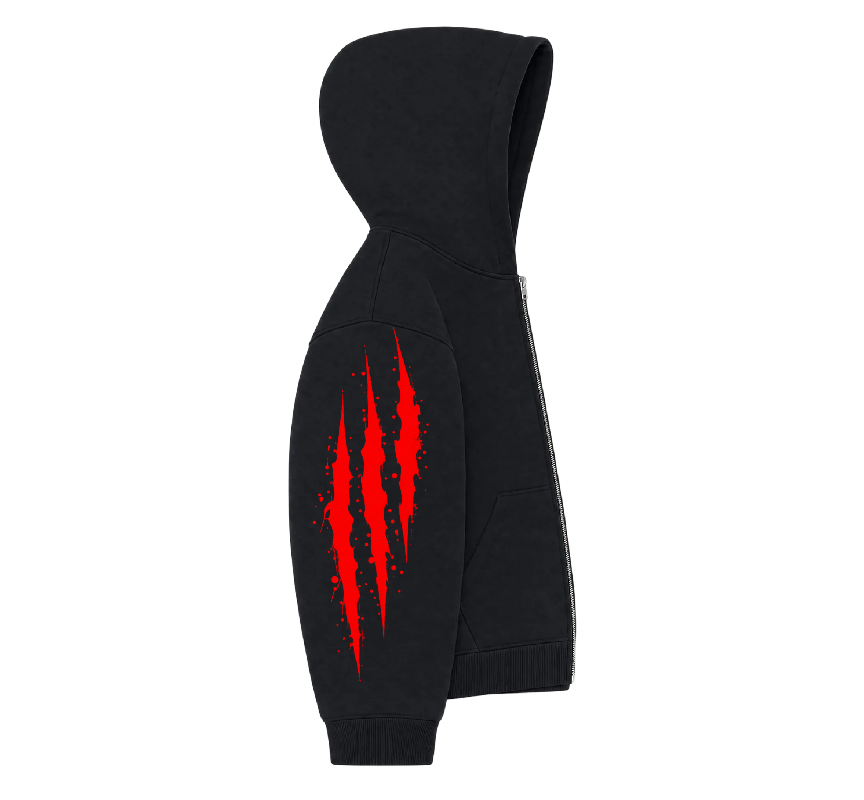 Heavyweight Black Zip-Up Hoodie Print design — Heavyweight Black Zip-Up Hoodie Print 4