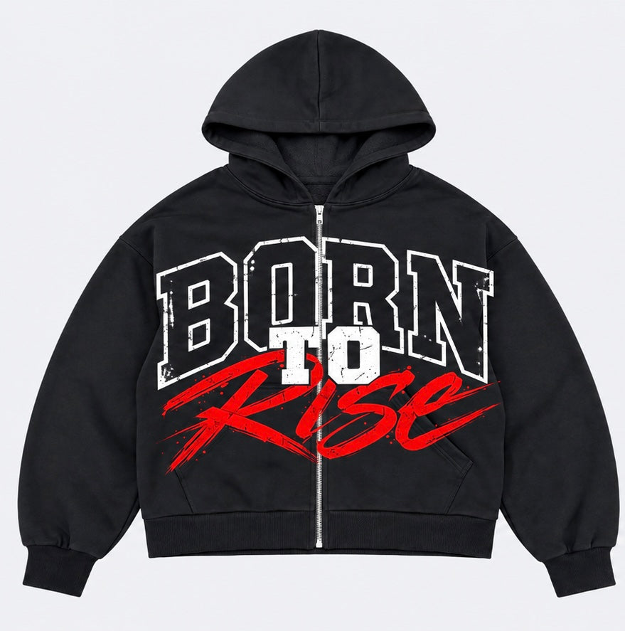 Heavyweight Black Zip-Up Hoodie Print design — Heavyweight Black Zip-Up Hoodie Print 1