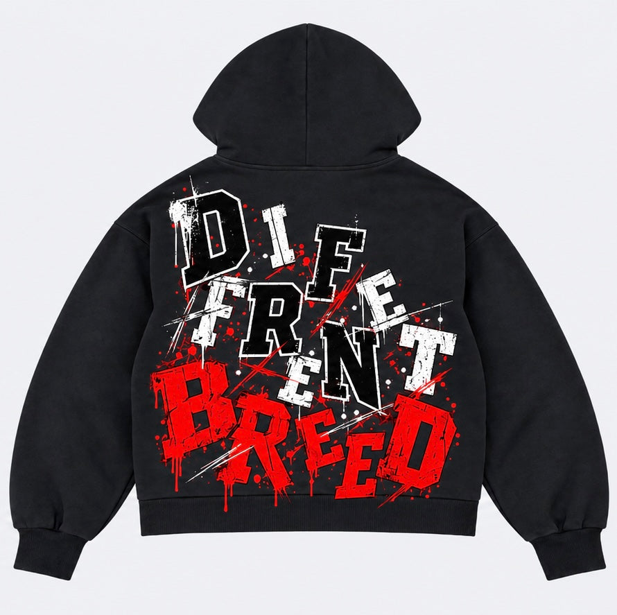 Heavyweight Black Zip-Up Hoodie Print design — Heavyweight Black Zip-Up Hoodie Print 2